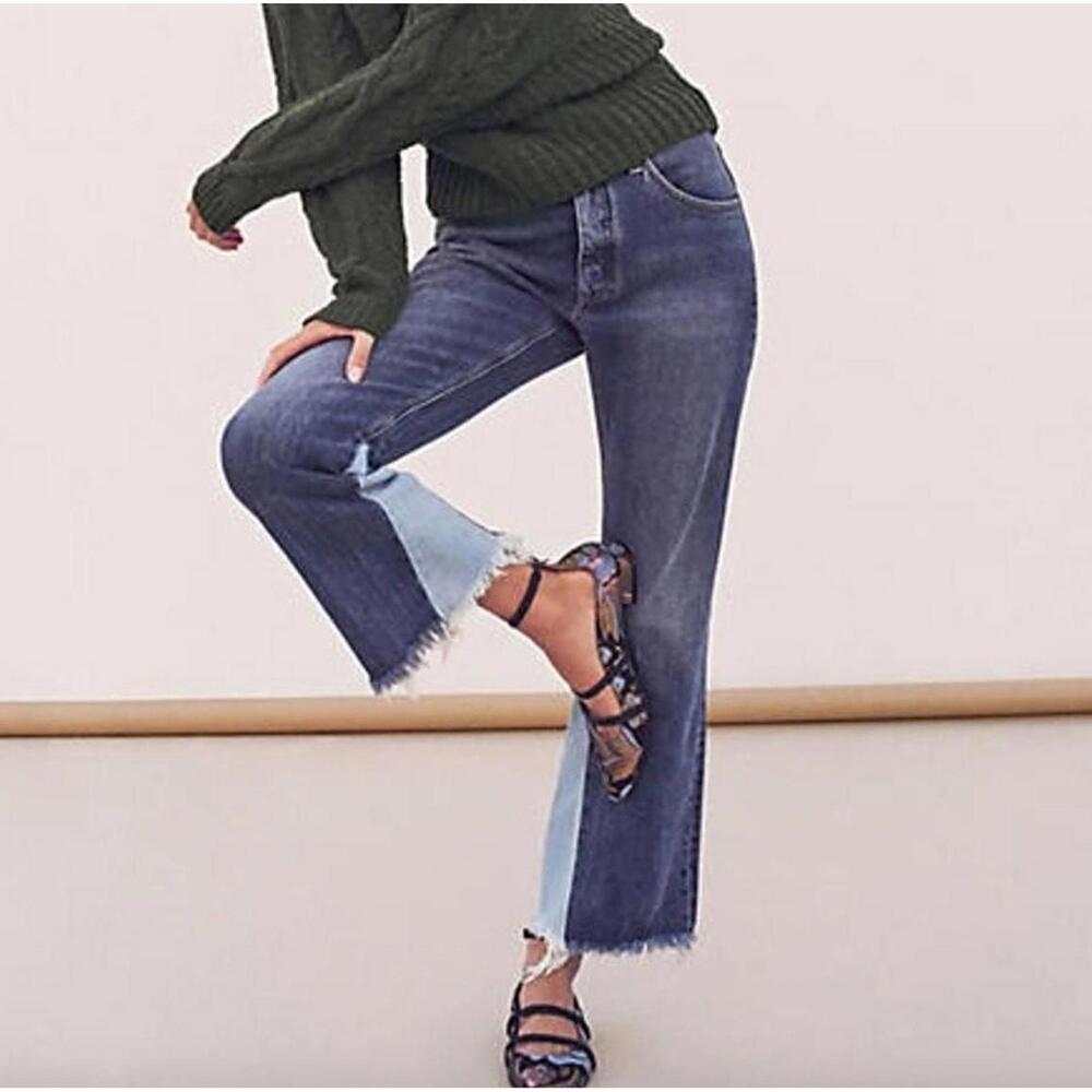 Anthropologie Pilcro High Rise Two Tone Flare Jeans Size 26